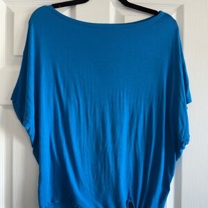 Pure Barre Splits59 Dolman Tee Tie Front Teal Blue Off Shoulder Barre Yoga